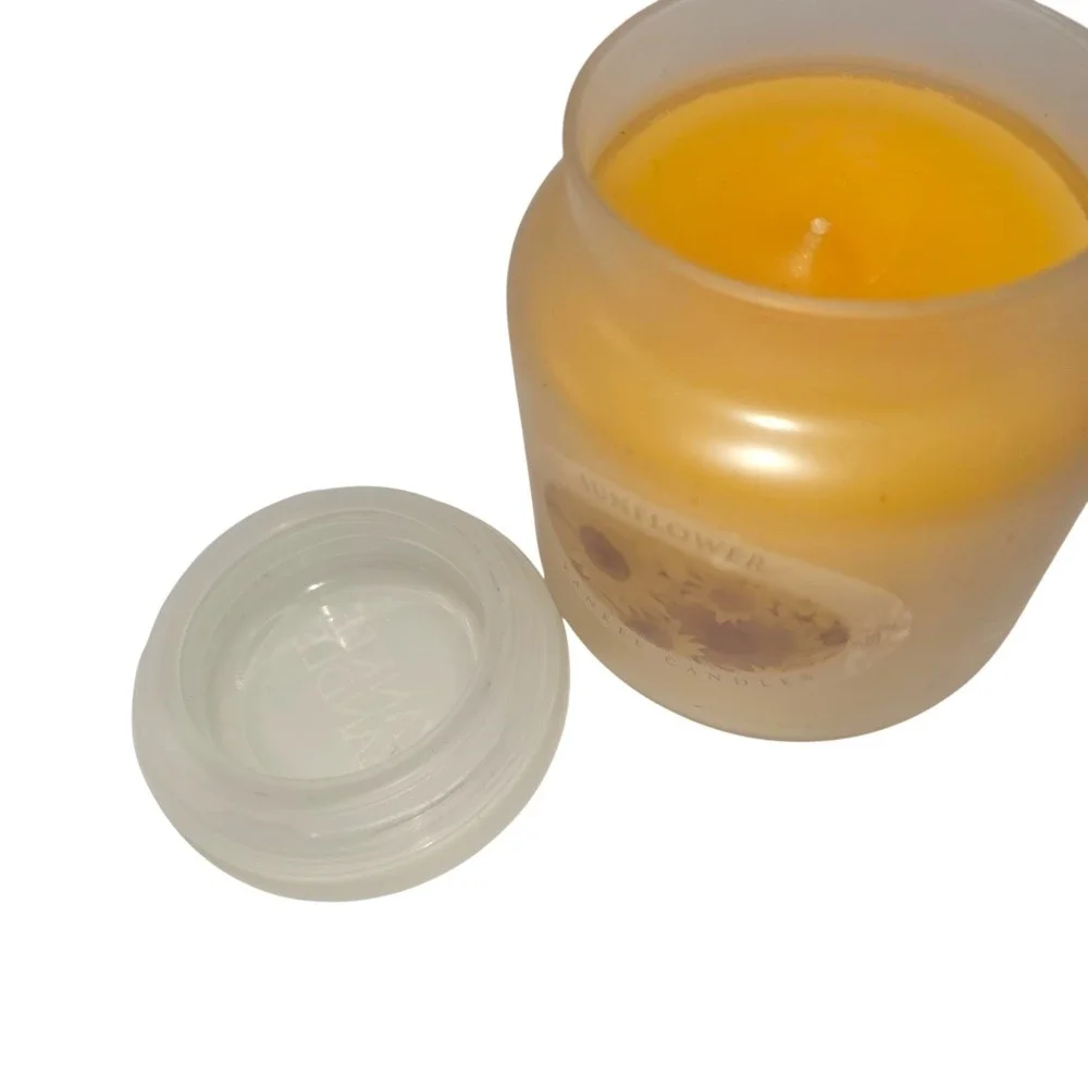 Yankee Candle Sunflower Single Wick Jar Candle 14.5oz Rare Frosted Glass Jar